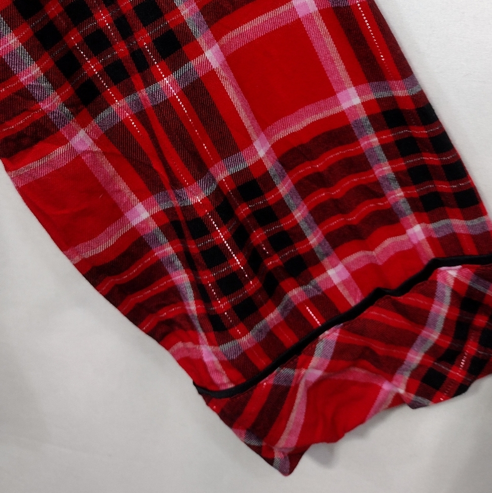 Victoria's Secret Flannel Long Pajama Set Women's M Red Black Holiday Retro Y2K - Picture 5 of 15